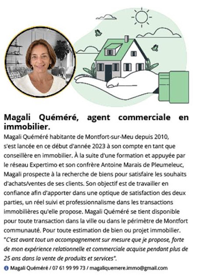Magali Quéméré - Mandataire Immobilier Agence Immobilière à Montfort-sur-Meu